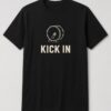 Kick In Bass Drum Mic unisex t-shirt in black with line drawing of a microphone inside a kick drum