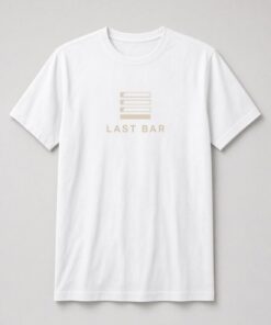 Last Bar Minimalist Music unisex t-shirt in white with four stacked horizontal bars