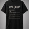 Last Chorus Lyric Sheet unisex t-shirt in black with lyric sheet with Am, G, F and C chords
