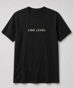 Line Level Minimalist Text unisex t-shirt in black with clean spaced capital lettering