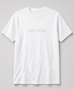 Line Level Minimalist Text unisex t-shirt in white with clean spaced capital lettering